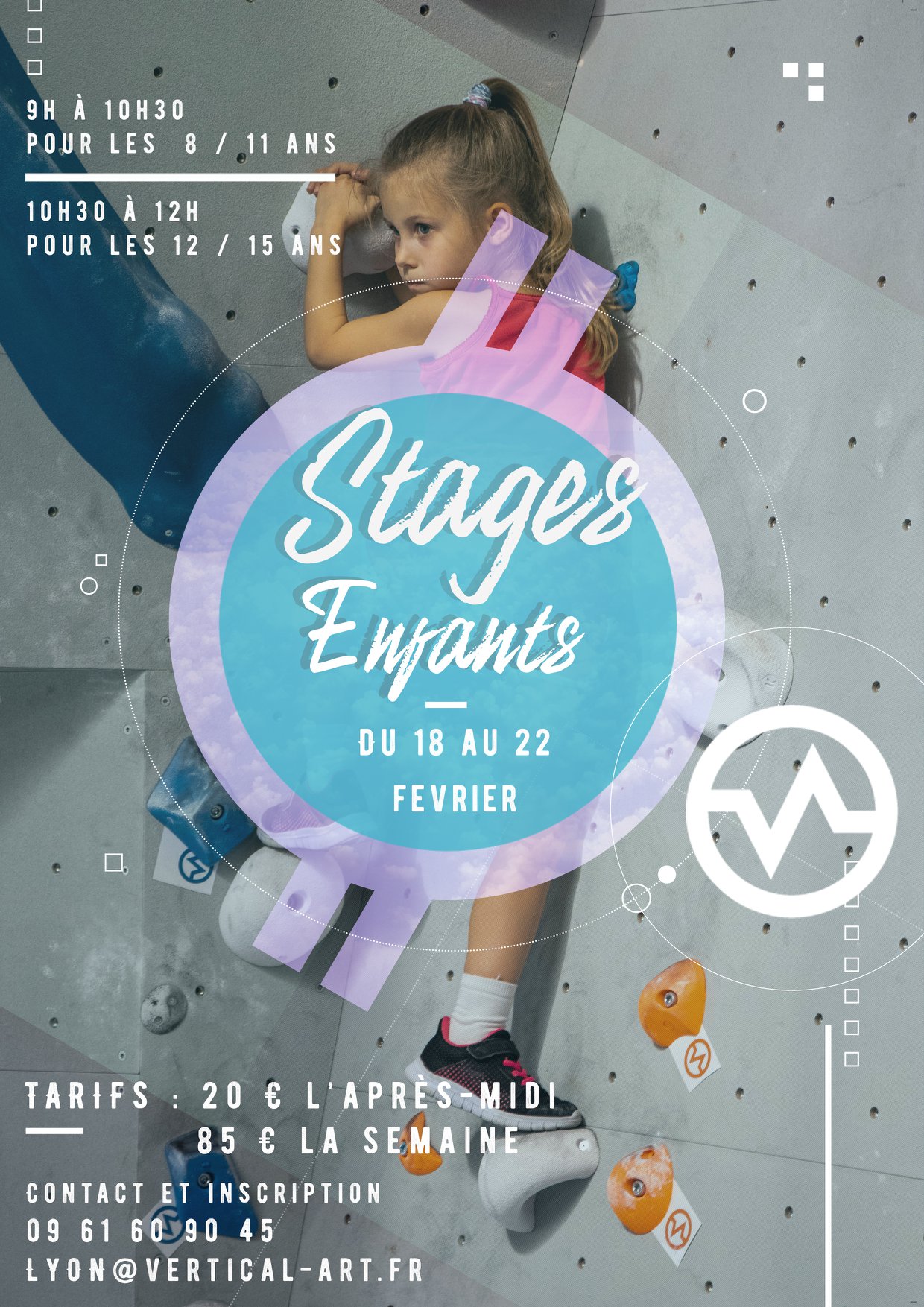 Stage d'escalade Vertical'art- Stage Vertical'art Lyon - Vacances d'hiver - Fevrier - Sport à proximité de Lyon - Escalade stage à Lyon pour enfants