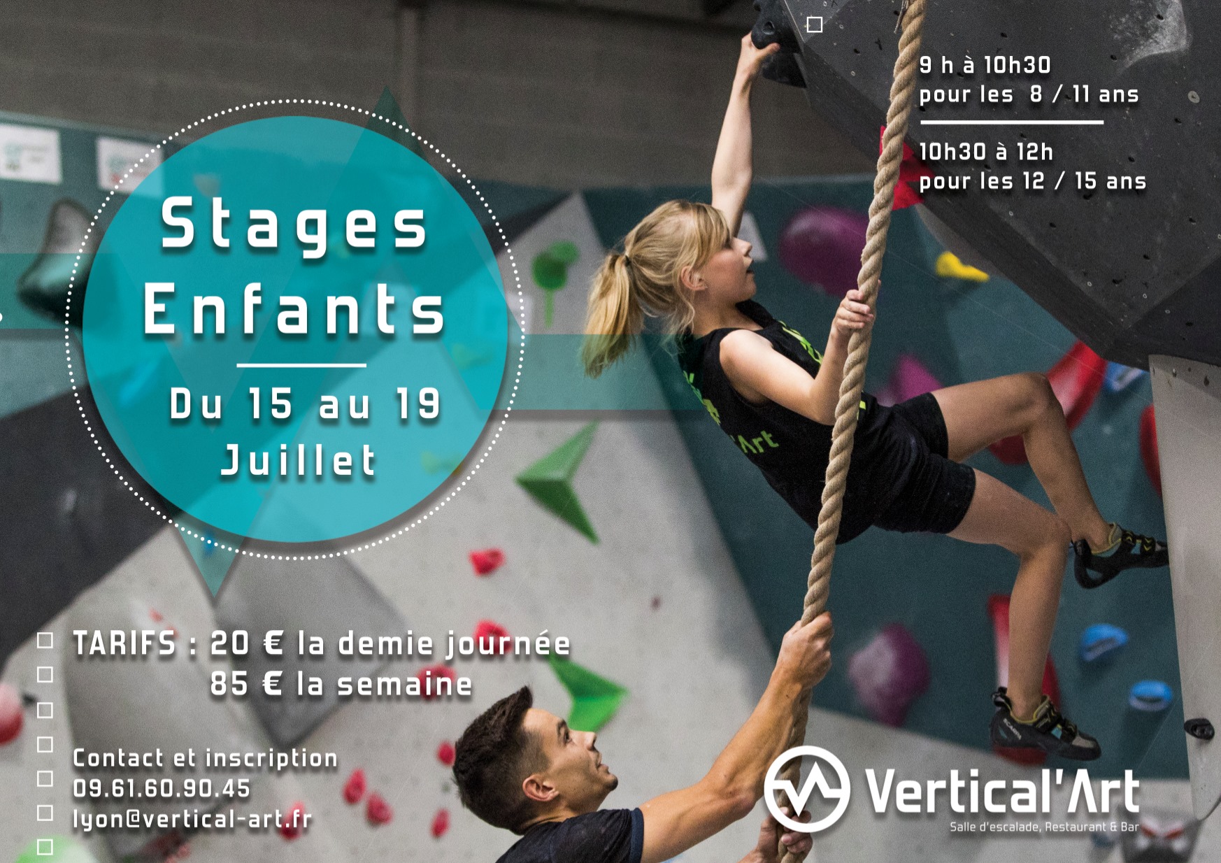 Stage d'escalade Vertical'art- Stage Vertical'art Lyon - Vacances d'hiver - Fevrier - Sport à proximité de Lyon - Escalade stage à Lyon pour enfants