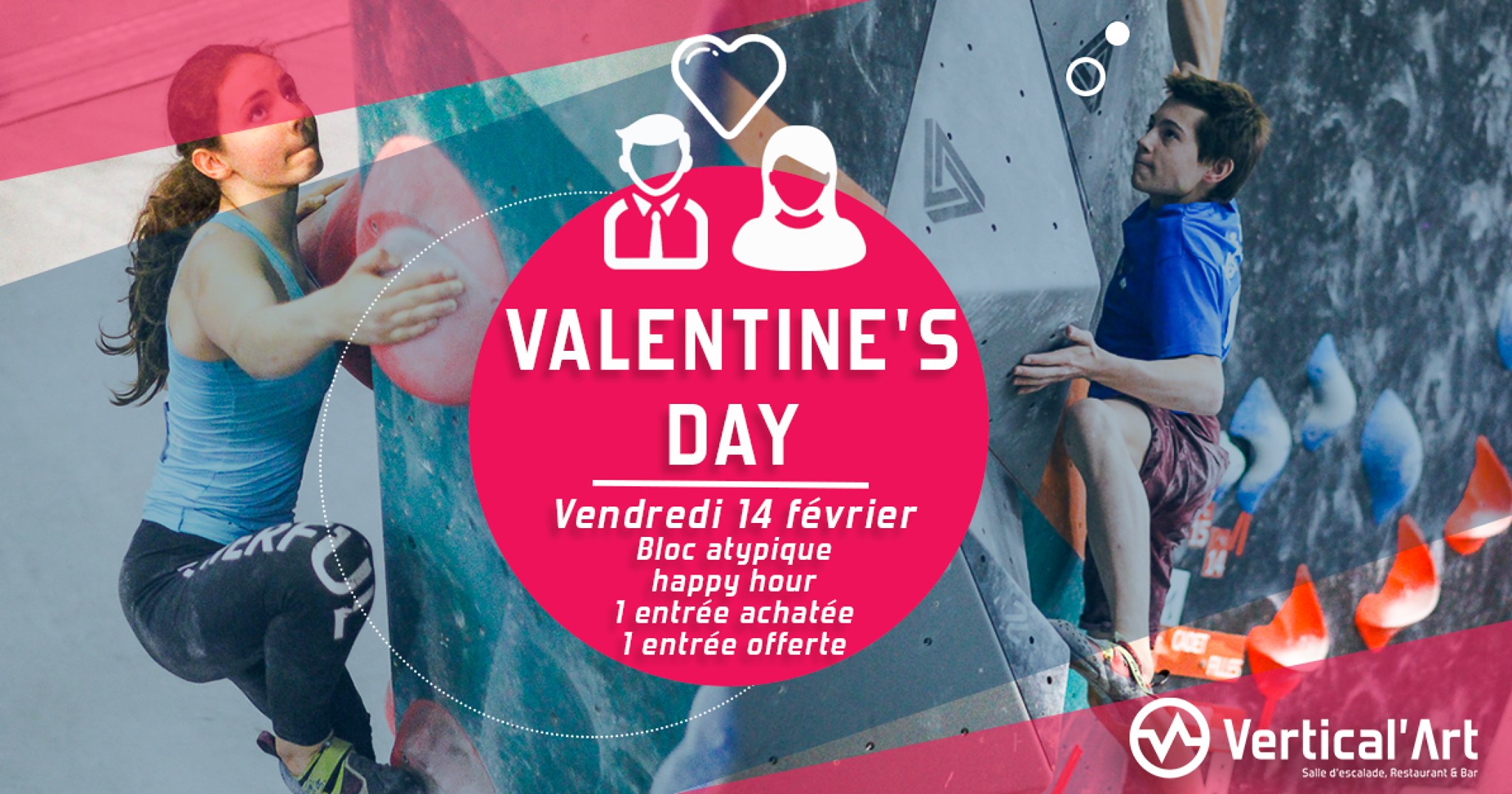 Soirée saint Valentin à Lyon - Vertical'art Lyon organise une soirée speciale st valentin - saint valentin sportive - romantisme - amour à Lyon -