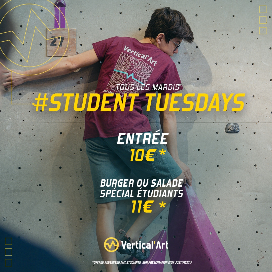 Mardis étudiants à Vertical'Art Lyon : Entrée à 10€ et menu spécial pour les étudiants